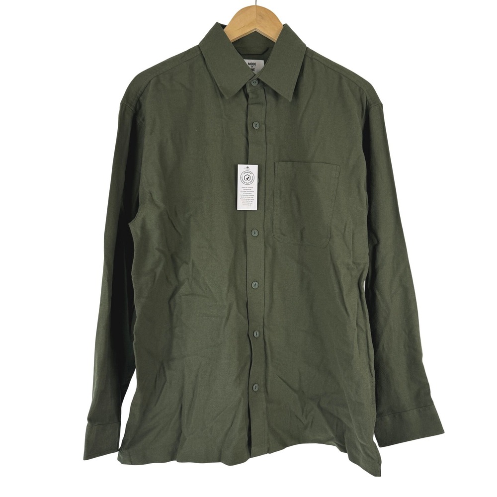 Mode of One Mens Flannel Woven Button Down Shirt Wild Ivy Green 100197730MN‎ S